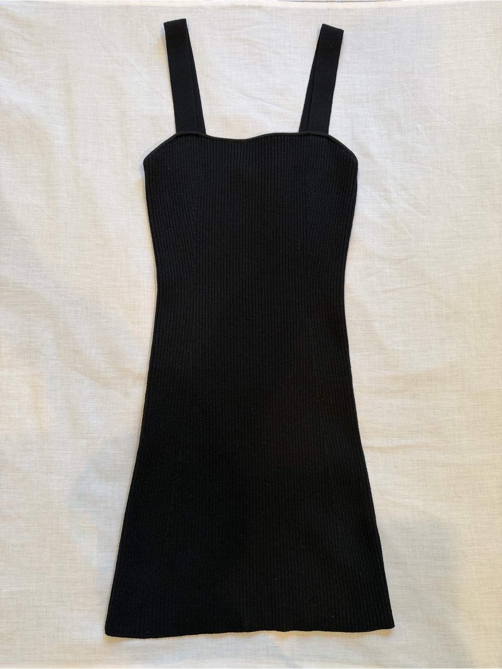 French Connection Black Ribbed Knit Dress XS